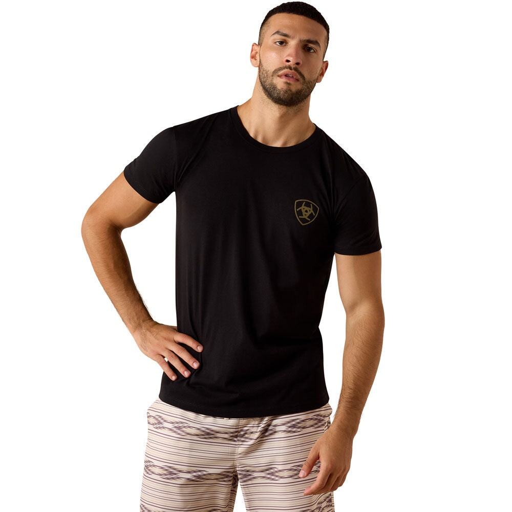 NWT Ariat Men's Banner Badge Short Sleeve T-Shirt in Black sz Medium